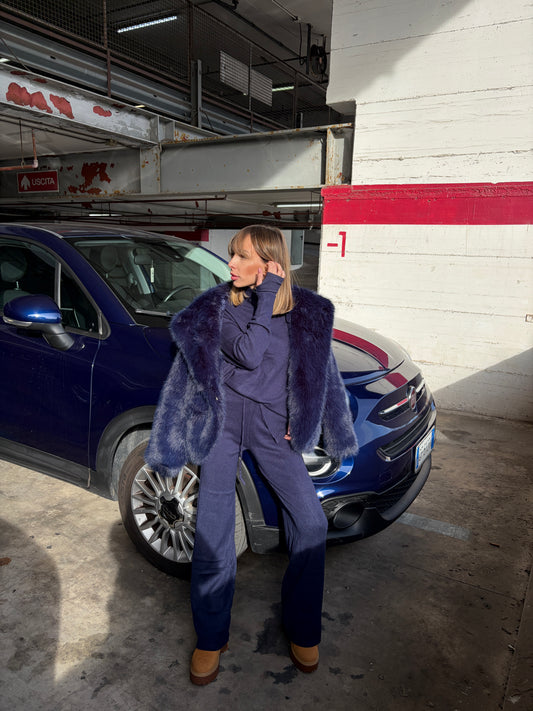 Coordinato Lana rasata blu