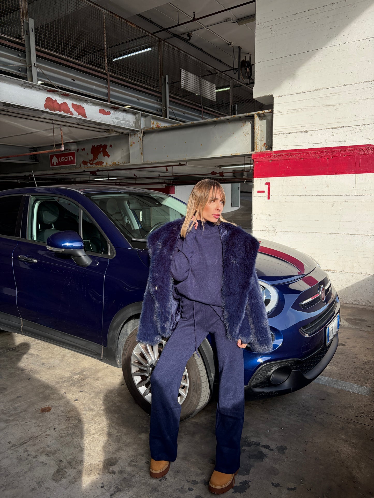 Coordinato Lana rasata blu